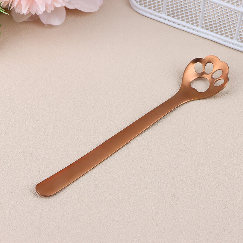 1Pc Creative Cute Cat Dog Claw 304 Stainless Steel Spoon Hollow For Ice Cream Coffee Tea Dessert Spoon Kitchen Tableware