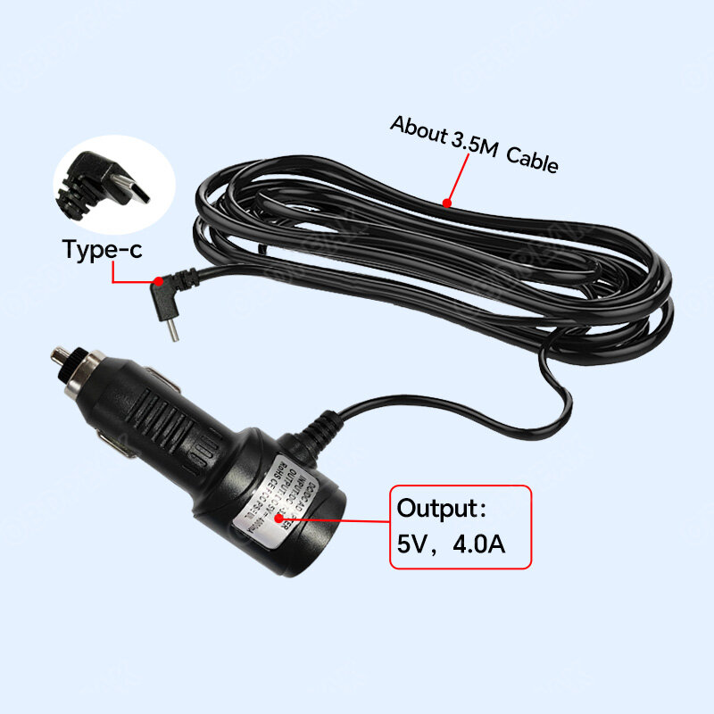Dvr 4a ladekabel dash cam auto ladegerät typ c usb 3,5 m netz kabel versorgung 7-32v für obdpeak k50