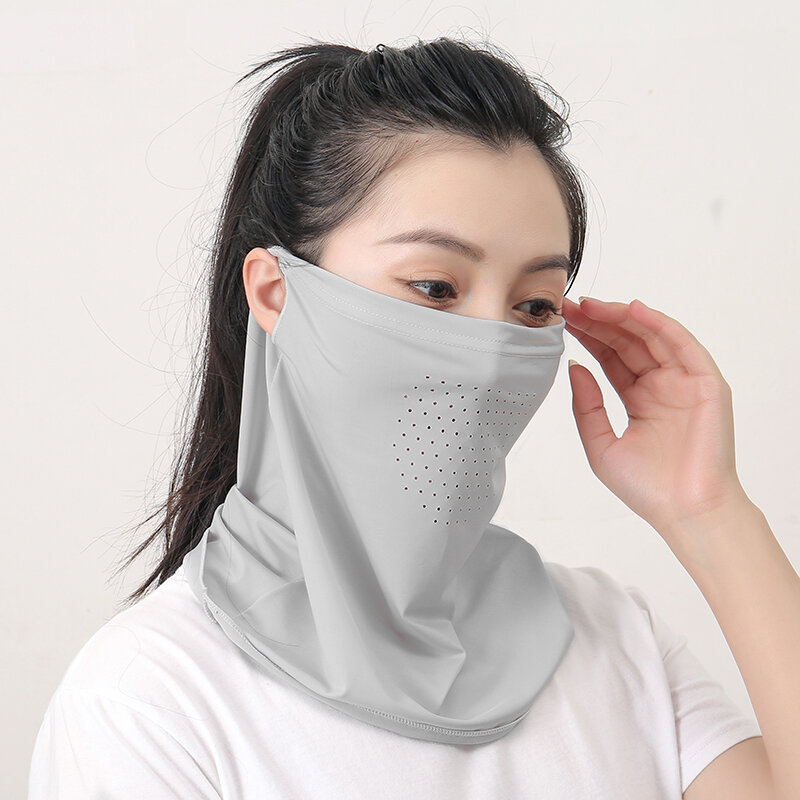 Bufanda protectora para el cuello para mujer, mascarilla de protección completa, apertura de Color sólido, transpirable, para pesca al aire libre, 34x30cm