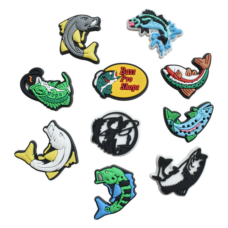 PVC soft fish characters shoe charms buckles decorations for clog wristbands sandals carton accessories kids boys party gift