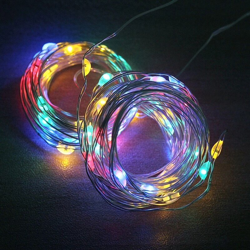Usb 50/100 led string luzes de fadas controle remoto 5m/10m fio cobre guirlanda lâmpada para o natal festa casamento casa decoração