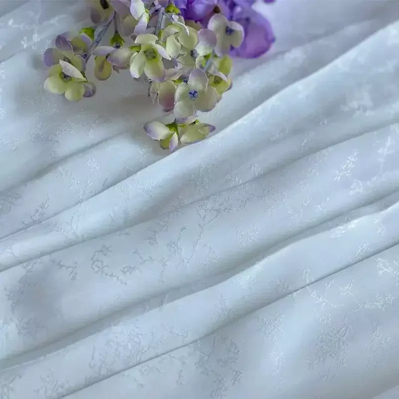Жаккардовая ткань для костюма «сделай сам», Чонсам ханьфу для шитья, мягкая дышащая ткань с цветами, полиэстер, черный и белый цвета