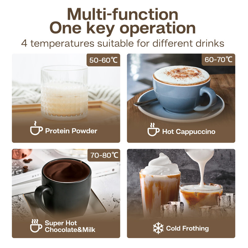Hibrew 4 in 1 Milch schäumer Schaum Schaum voll automatischer Milch wärmer kalt/heiß Latte Cappuccino Schokoladen protein Pulver m3a
