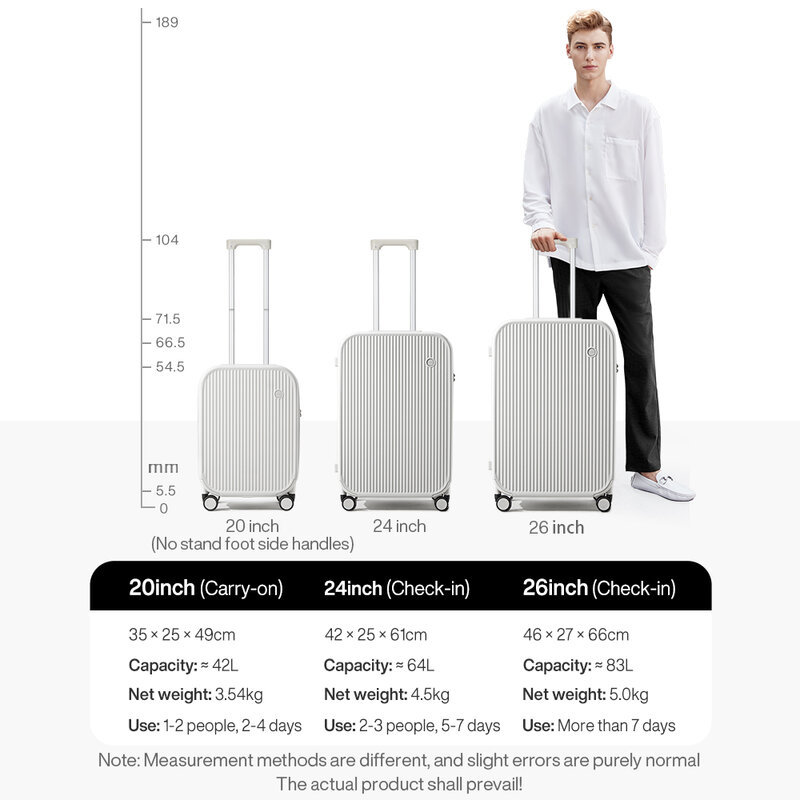 Mixi 2024 nuovo Design valigia bagaglio a mano con portabicchieri Hard Shell Rolling bagagli PC Spinner ruote Trolley Case