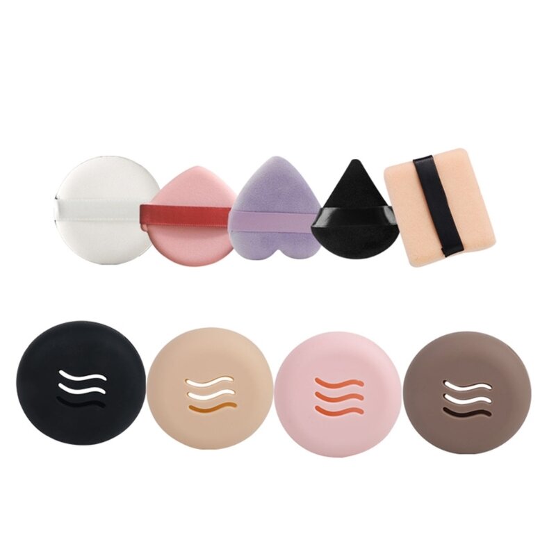 Round Face Makeup Puff Holder,Powder Puff Case- for Travel Face Makeup Puff Silicone Container Powder Puff Carrying Case-