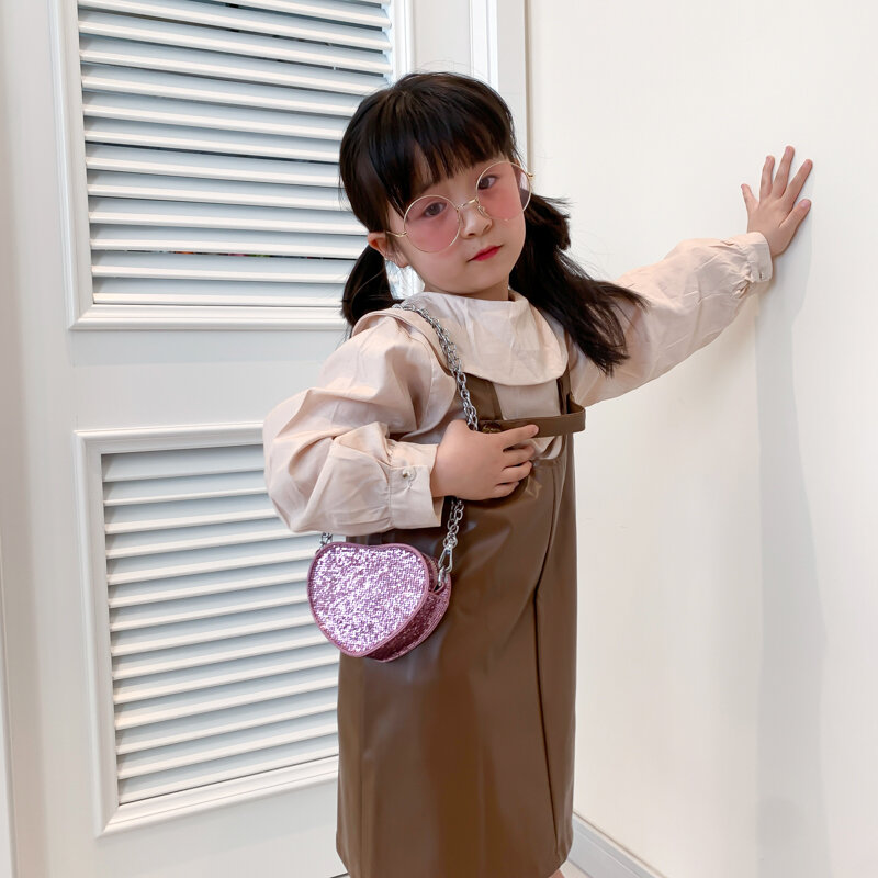 Super Mini Crossbody Bag For Women Luxury Sequined Handbag Coin Purse Lipstick Pouch Cute Love Heart Shape Girls Shoulder Purse