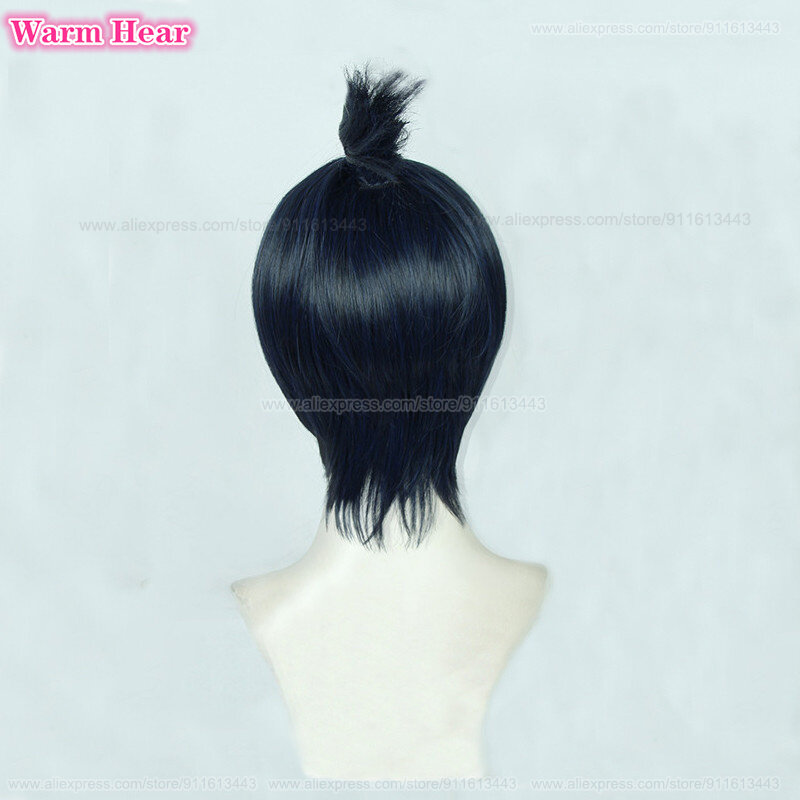 Anime COS Hayakawa Aki Cosplay Wig Short Blue Black Cosplay Hair Heat Resistant Hair Halloween Party Wigs + Wig Cap