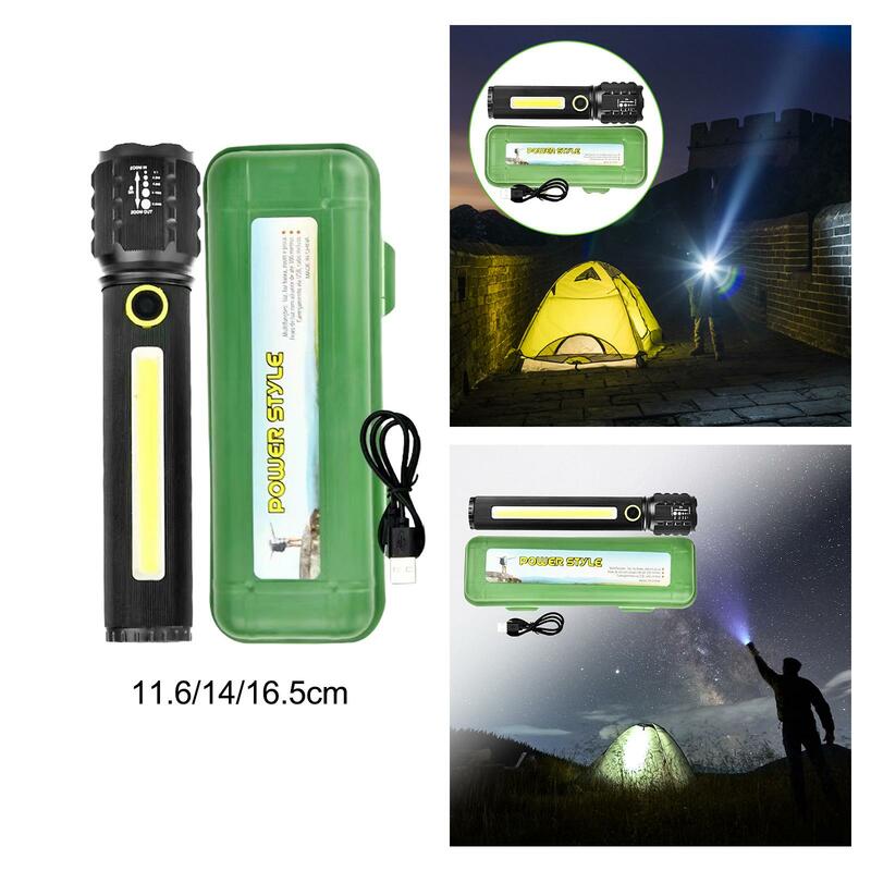 LED Flashlight Portable Aluminum Alloy Camping Light USB Rechargeable LED Torch Lantern for Working Camping Home Travel Outdoor