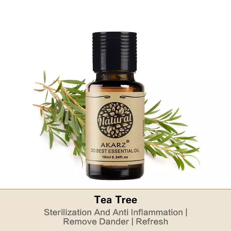 AKARZ-aceite esencial de árbol de té, Extracto de planta pura Natural, cuidado de masaje corporal de piel orgánica, aceite de árbol de té