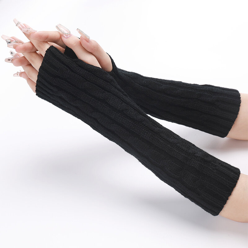 Mitaines sans doigts pour femmes, tricotées, pour les bras, pour l'hiver, pour les poignets, style gothique japonais, Harajuku