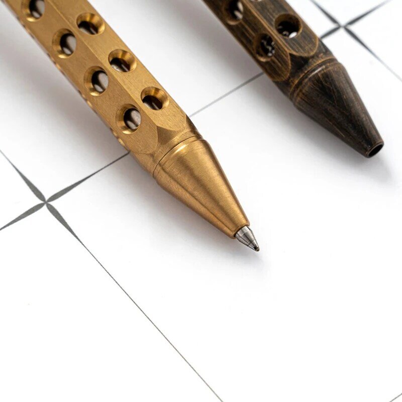 Bolt pena aksi kuningan padat, pena logam dengan 2 isi ulang tinta hitam, dengan kotak hadiah untuk wisuda, ulang tahun