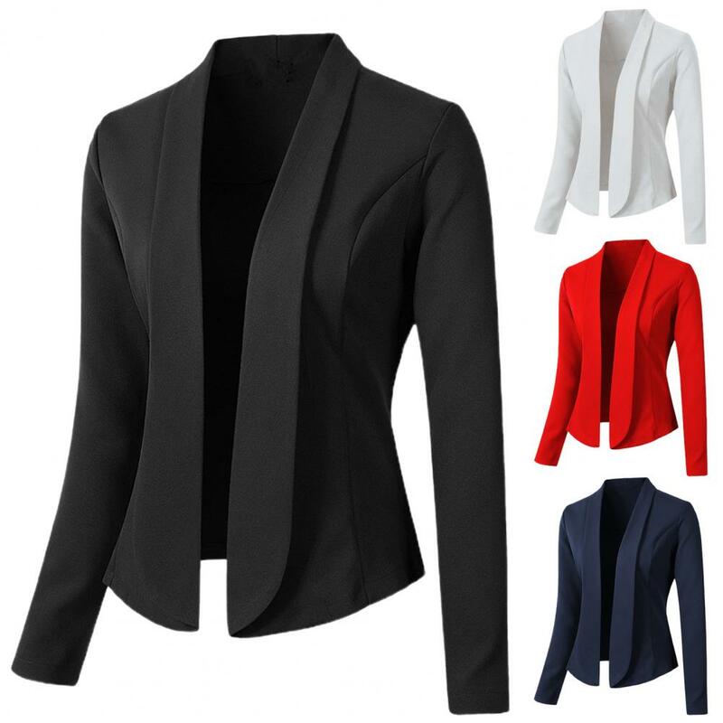 Jacket Stylish Women's Slim Fit Suit Coat for Business Office Lapel Cardigan Long Sleeve Solid Color for Spring Autumn Women
