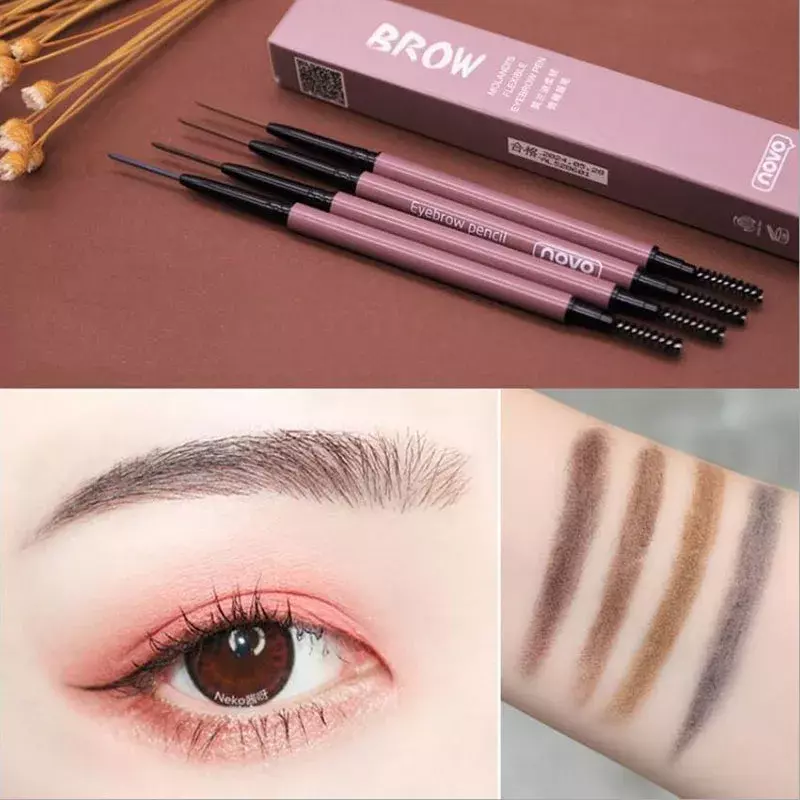 1Pcs Ultra Fine ดินสอเขียนคิ้วที่แม่นยำ Brow Definer กันน้ำติดทนนานสีบลอนด์สีน้ำตาล Eye Makeup 4สี Maquillaje