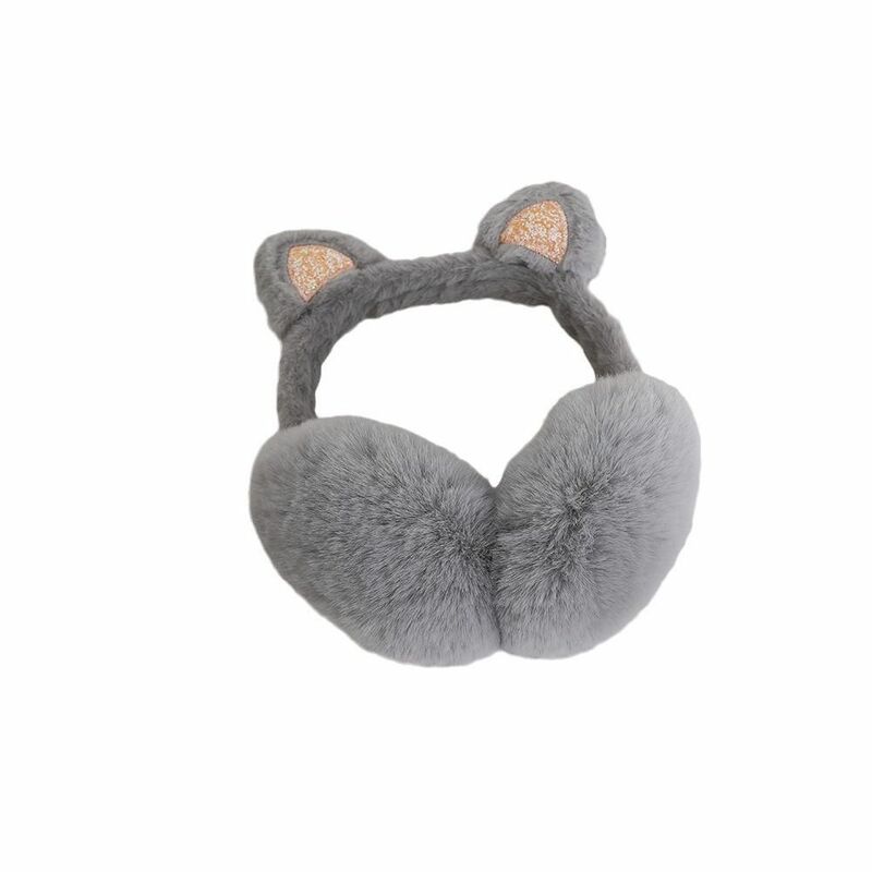 Grossa pelúcia gato Earmuff para mulheres e crianças, tampa do ouvido, Earflap confortável, macio e bonito, monocromático, proteção contra frio