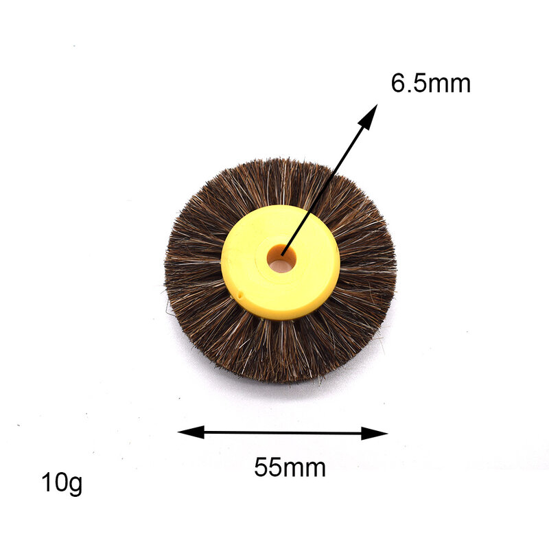 Полировальная щетка, абразивная щетина черного и коричневого цвета с желтым пластиковым центром, 12 шт., 55 мм