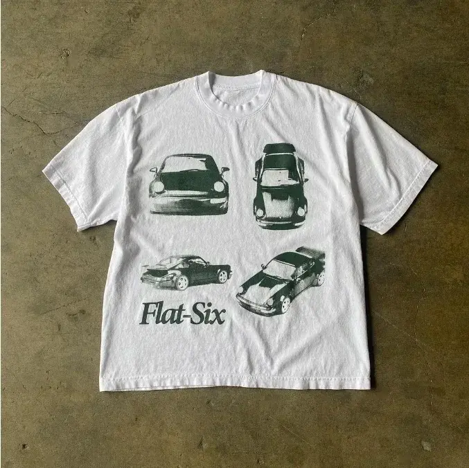 T-shirt de grandes dimensões padrão Kawaii masculino, puro algodão, gola redonda, impressão retro, casal roupas, rua, plus size, novo, Y2K