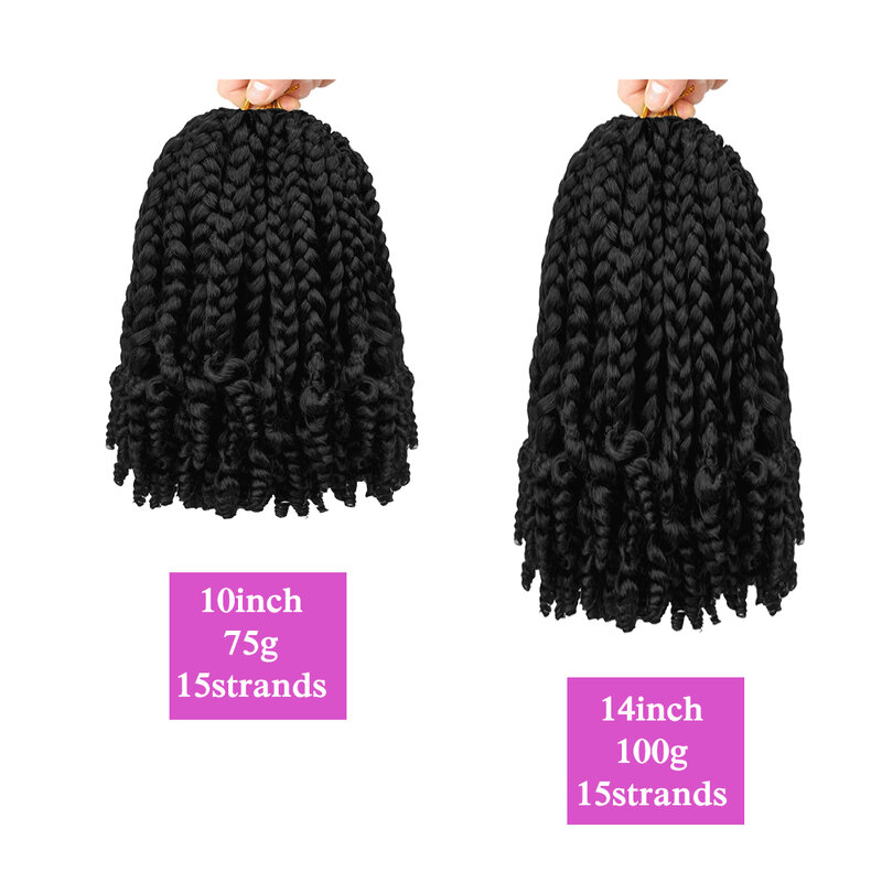 Dansama Short Crochet Box Braids With Curly End Pre Stretched 10Inch Omber Bob Box Braid Crochet Hair For Women/Kids