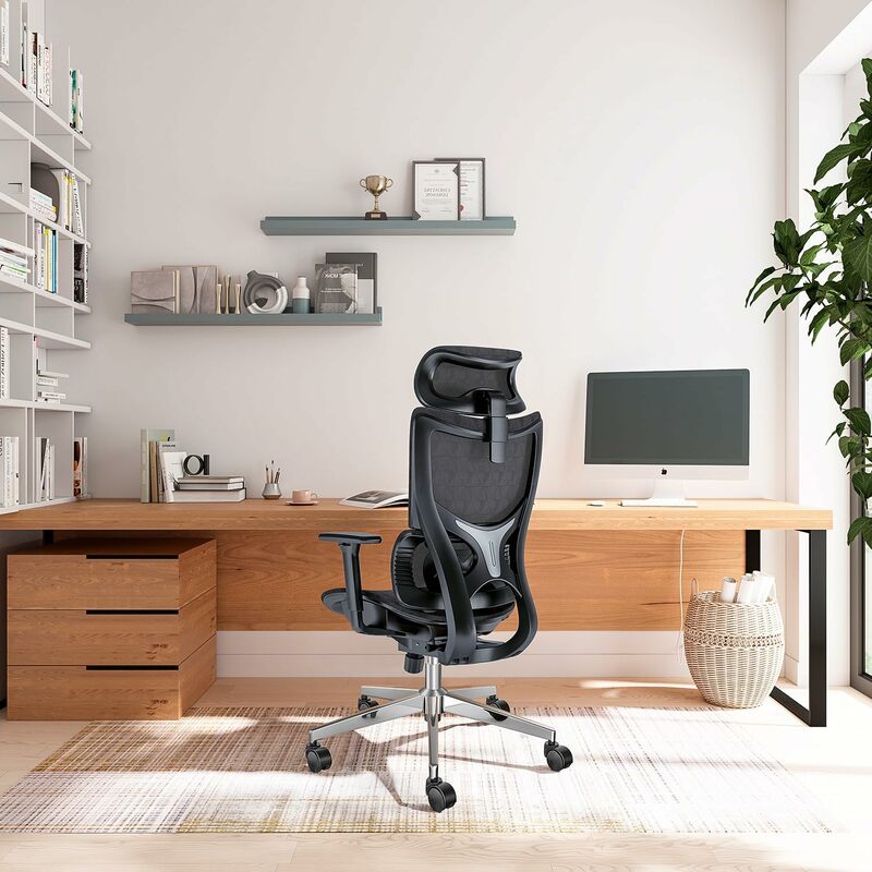 Chaise de bureau ergonomique avec accoudoir 3D, grande et grande chaise de bureau d'ordinateur avec repose-sauna réglable, profondeur du siège, support lombaire