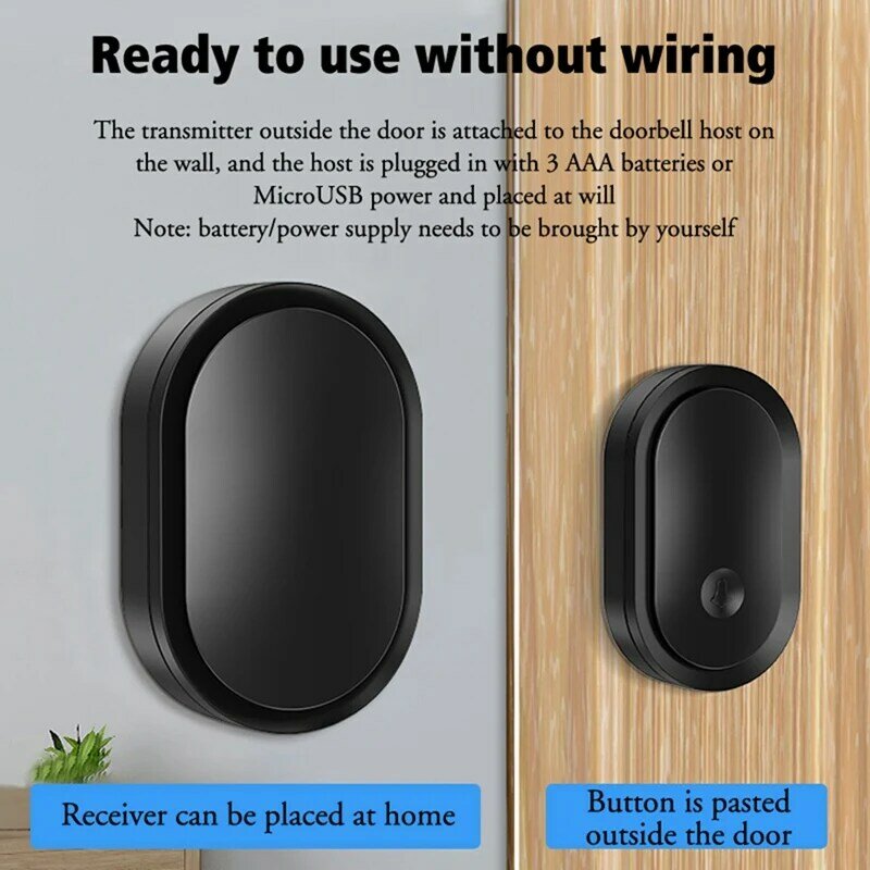 300M Wireless Doorbell Home Waterproof Battery Powered Smart Home Door Bell Chime Kit