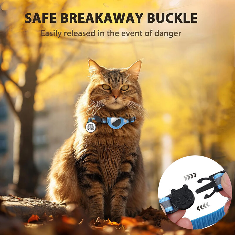 Collar de gato rastreador Airtag con etiqueta de gato de código QR, antipérdida para cachorros, accesorios para gatitos con soporte Airtag, etiqueta de identificación
