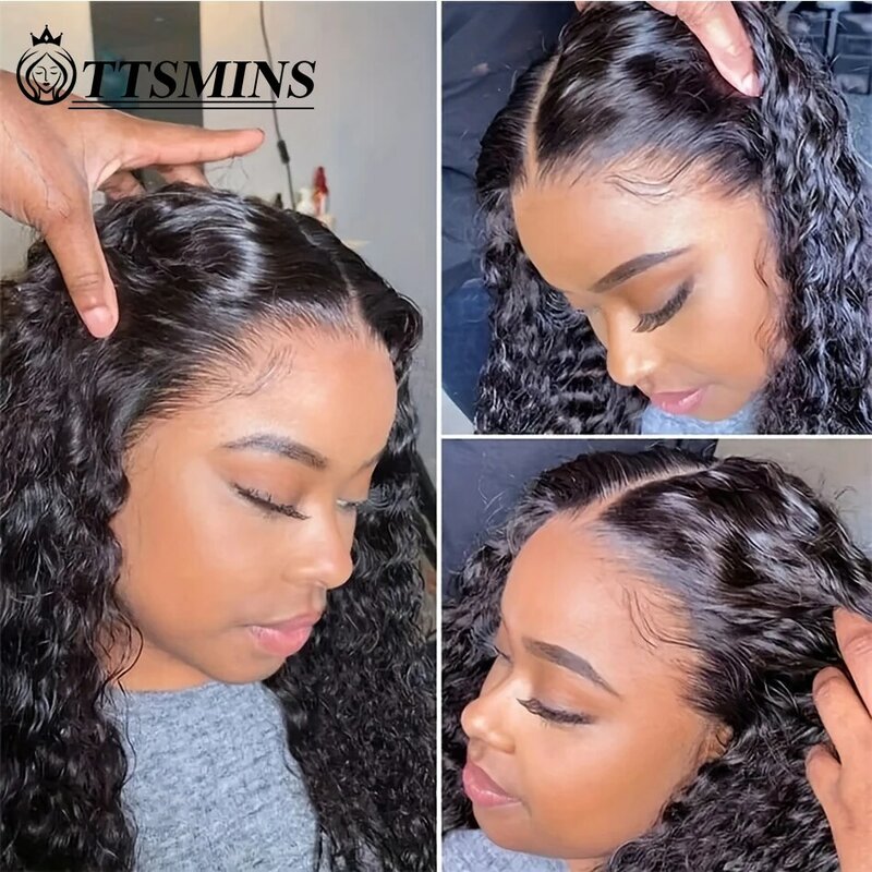 34inch Water Wave Lace Front Wigs Human Hair For Women 180% Curly 13x4 HD Lace Frontal Wigs Human Hair Brazilian Wet And Wavy