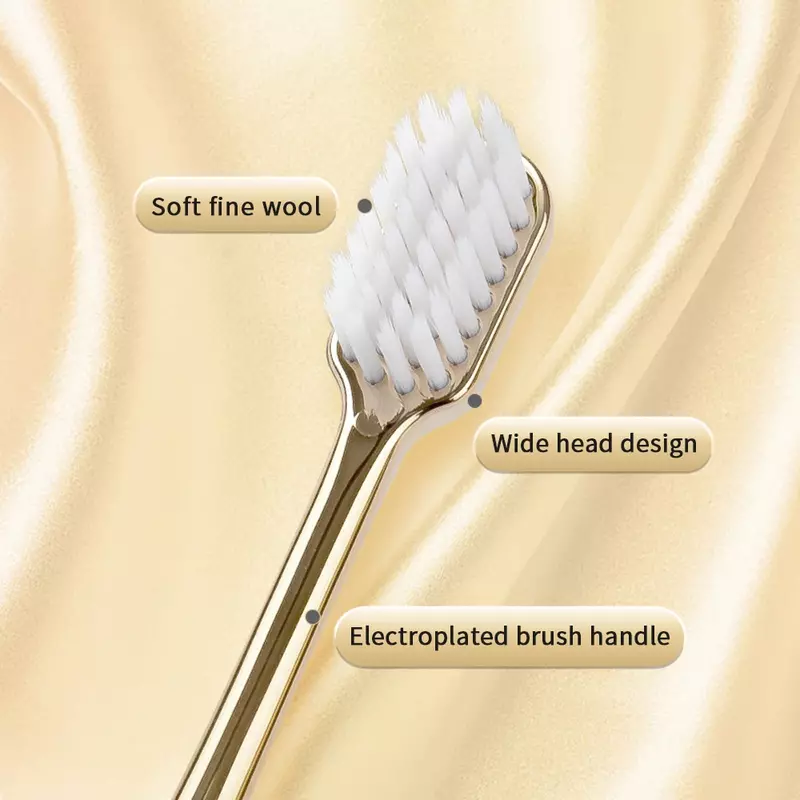 Kingubznis sikat gigi emas mewah lembut emas sikat gigi Pria Wanita dewasa sikat gigi merek baru dilapisi sikat gigi