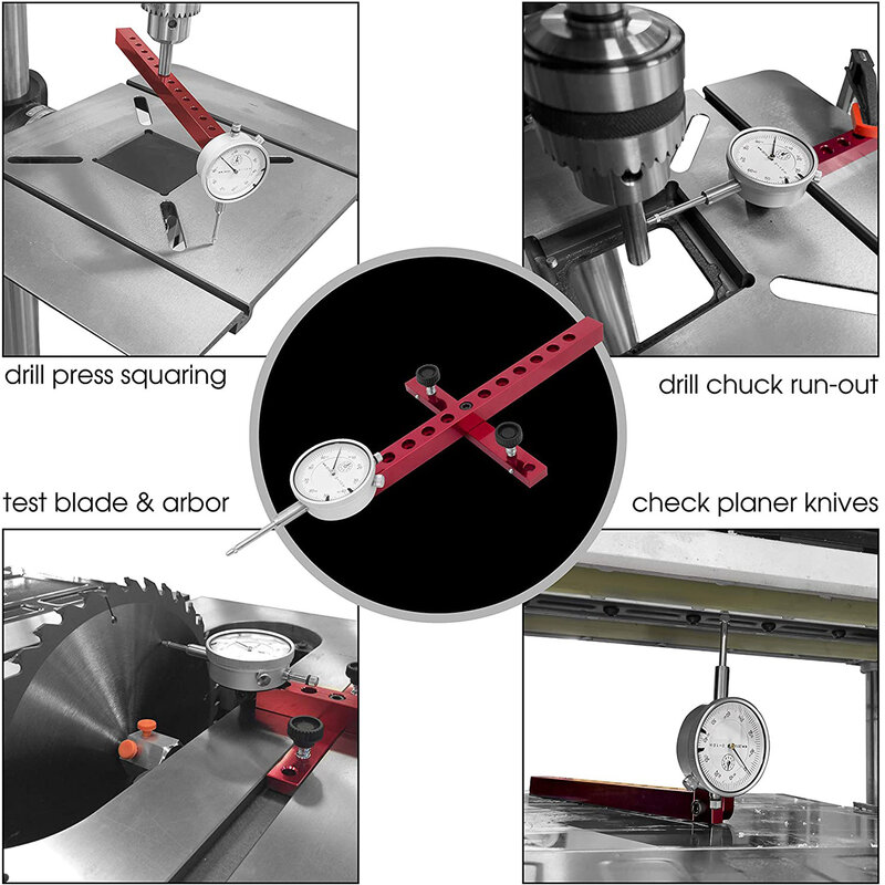 DIY Tool Alignment System for high-precision saw table, dial indicator, and saw ruler
