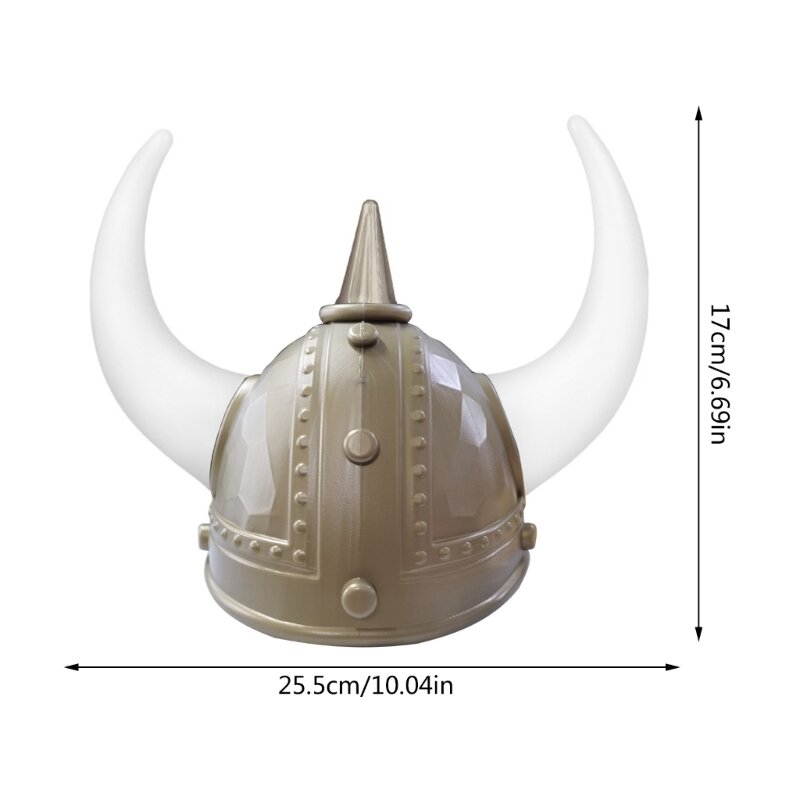 Helm Prajurit Abad Pertengahan Plastik dengan Helm Ksatria Kostum Pesta Peran Tanduk