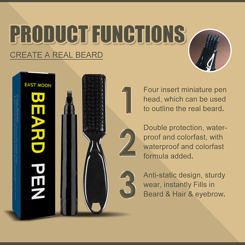 New Waterproof Beard Pen Beard Filler Pencil and Brush Beard Enhancer riparazione duratura baffi colorazione strumenti per modellare uomo