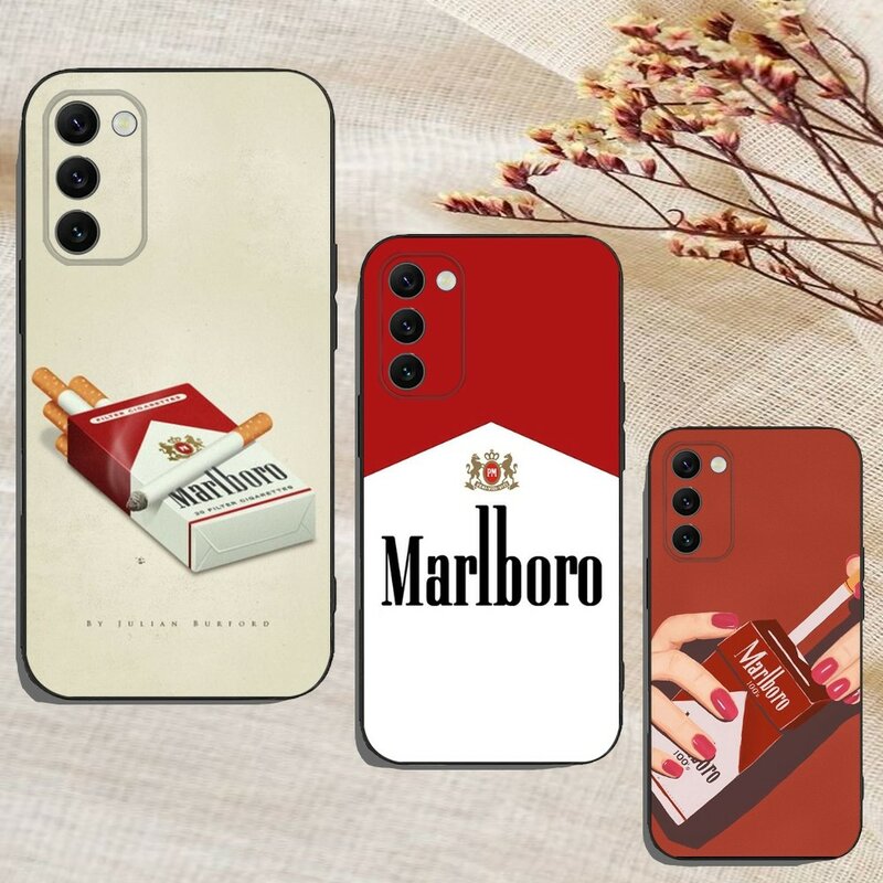 M-marlboros เคสโทรศัพท์มวนบุหรี่สำหรับ Samsung Galaxy A13,A21s,A22,A31,A32,A52,A53,A71,A80,A91ปกอ่อนสีดำ