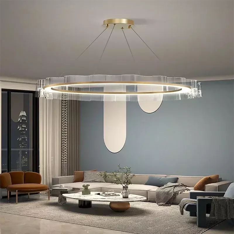 Lampu gantung Nordic Modern, lampu gantung desainer belajar kamar tidur restoran Alec gelombang bulat kreatif minimalis