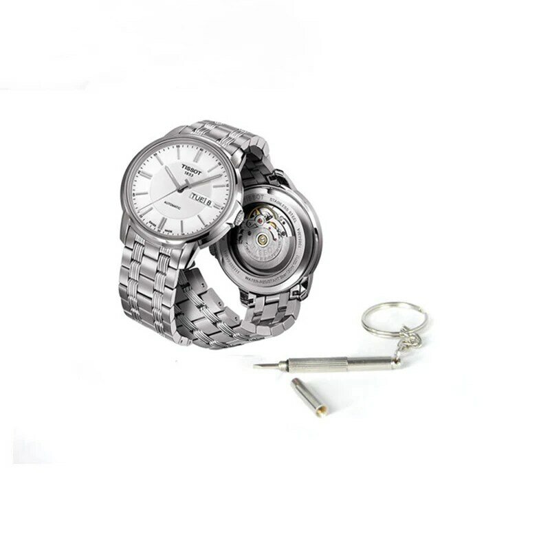 Jam tangan besi anti karat, peralatan reparasi jam tangan obeng portabel gantungan kunci, obeng Stainless Steel 3 In 1