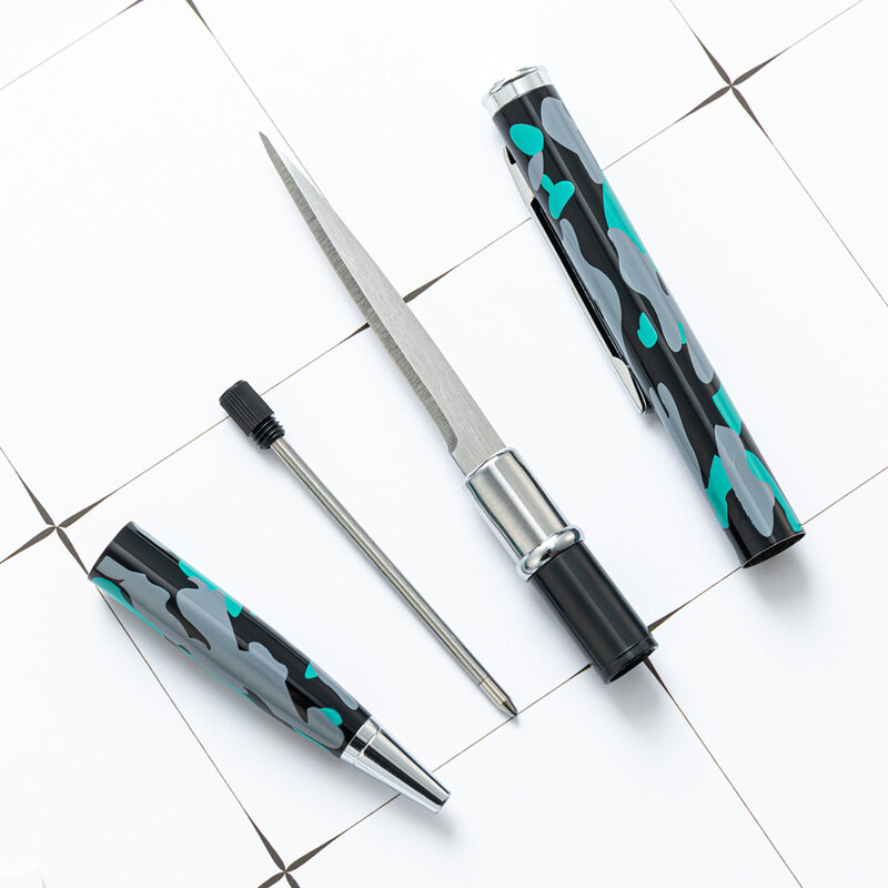 Penna a sfera multifunzionale strumento creativo apri lettere tattiche di autodifesa scrittura smontaggio penna coltello in metallo regali