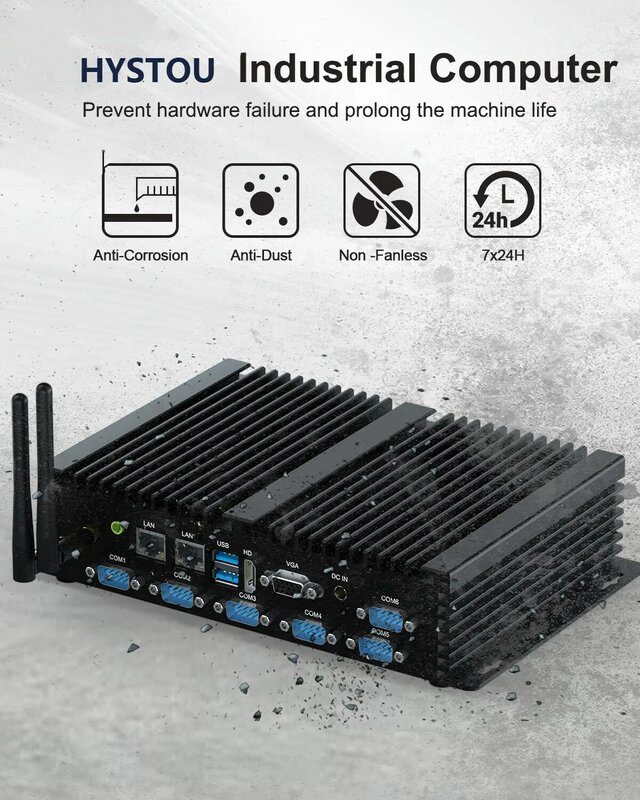 Hystou-ミニ産業用PC,ファンレスコンピューター,Bluetooth 4.2,デュアルLAN,6 USB,intel Core i5-4200U, i7-4500U,送料無料