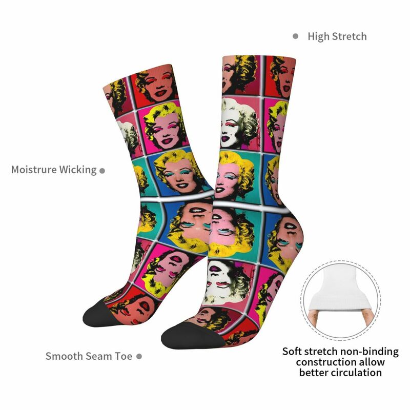 Marilyn abstrakte Art Deco Pop-Art-Druck Socken Harajuku super weiche Strümpfe die ganze Saison lange Socken für Männer Frau Geschenke