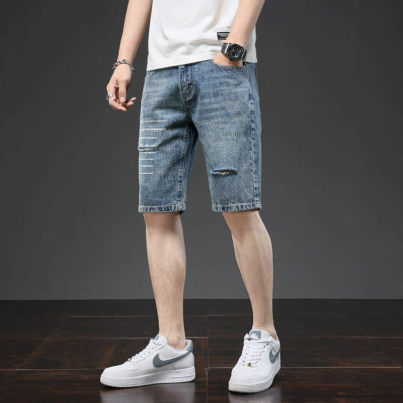 Мужские джинсовые шорты, повседневные облегающие шорты из денима в классическом стиле, A26, весна-лето 2023