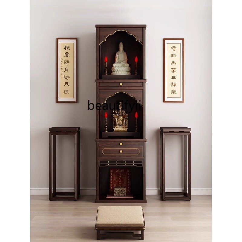 Простой трехуровневый шкаф для одежды Будды из массива дерева, китайский домашний шкаф Гуаньинь, алтарь, Бог богатства, Будда, шкаф