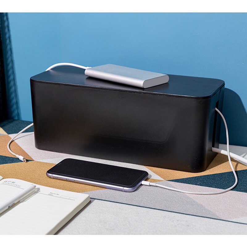Cable Management Box Cord Organizer Box Power Strip Surge Protector Cover TV Cord Box For Home Office