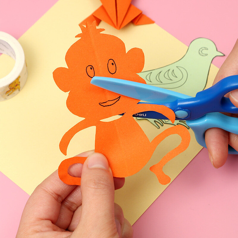 Gunting Plastik Alat Tulis Pemotong Kertas Anak-anak Gunting Aman Kerajinan DIY Album Renda Seni Geser Perlengkapan Sekolah