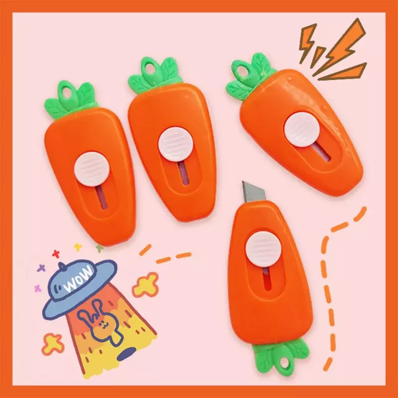 1Pc Kawaii Mini Carrot Art Utility Knife Pocket Express Box Knife Paper Cutter Craft Wrapping Refillable Blade School Stationery