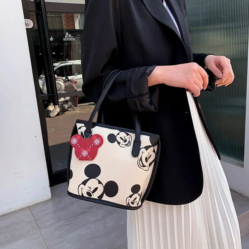 Disney wiosna nowa torba z nadrukiem Mickey moda dzika ins torebka na ramię o dużej pojemności torba z kreskówek pluszowy plecak