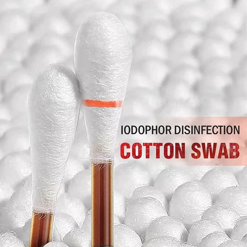 Hisopo médico desechable de algodón y yodo, herramienta de emergencia para desinfección al aire libre en el hogar, 50/10 piezas