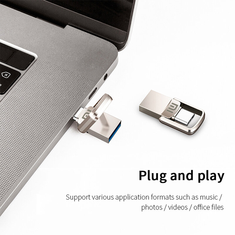 샤오미 U 디스크, USB 3.1 C타입 인터페이스, 휴대폰 컴퓨터 상호 변속기, 휴대용 USB 메모리, 2TB, 1TB, 256GB, 128GB, 512GB