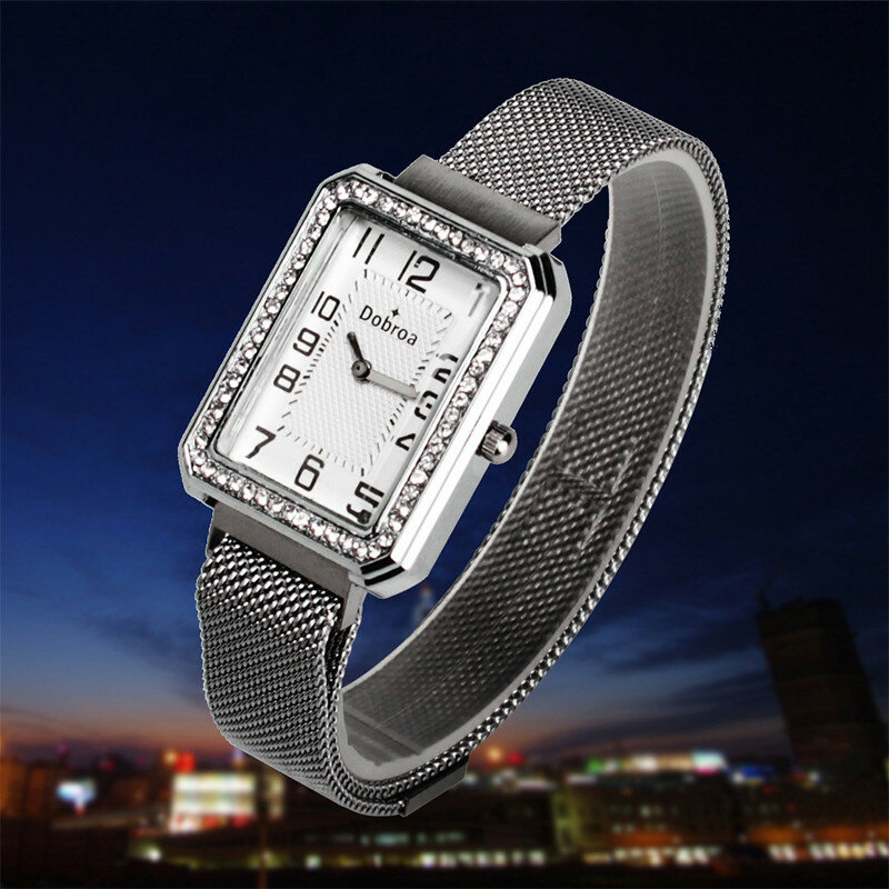 Quartz Watch Woman'S High-End Blue Glass Life Waterproof Distinguished Womens Watches Square Luminous Ladies Watches 여자시계