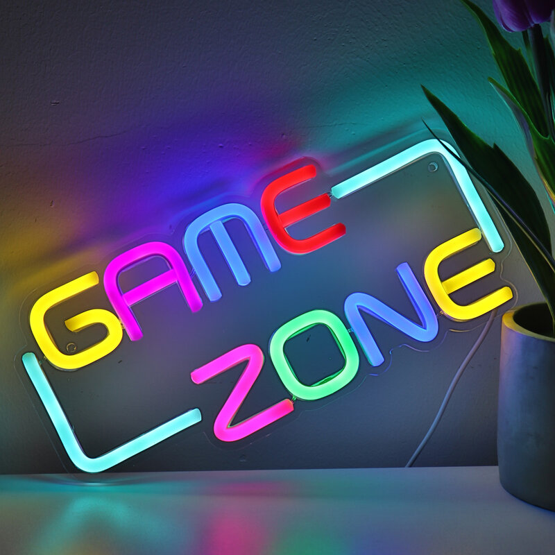 1PC Colorful Game Zone LED Wall Neon Sign For Game Room Party Gallery Shop Pub Club Game Youtuber Decoration 11.77''5.47''