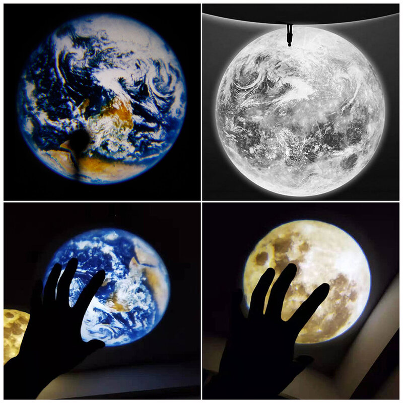 Led terra lua lâmpada de projeção estrela projetor planeta projector fundo atmosfera led night light para crianças quarto decoração da parede
