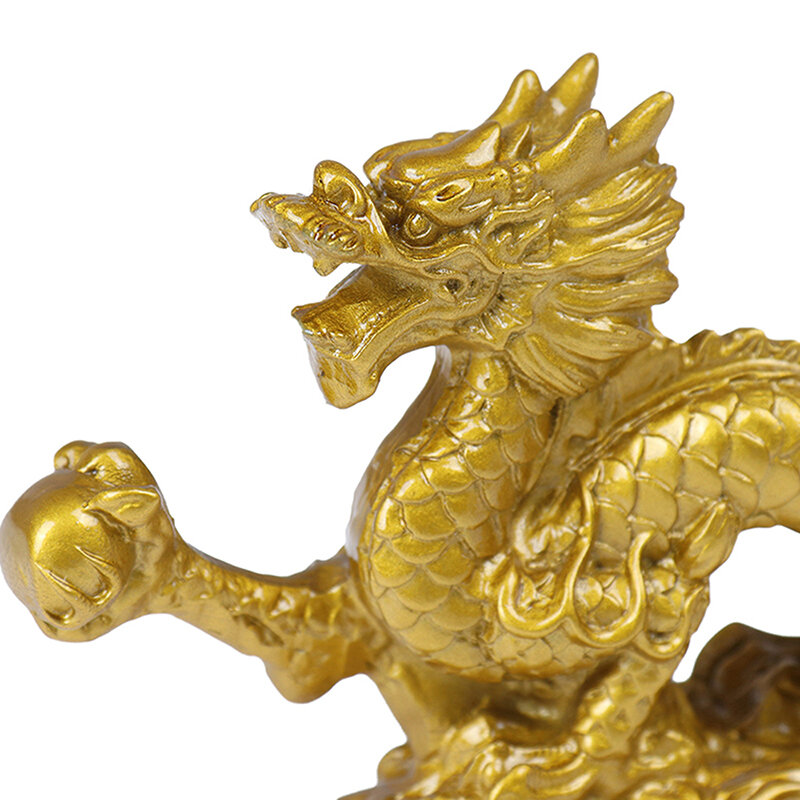 Estátua do Zodíaco Chinês do Dragão da Boa Sorte, Dragão Dourado, Animais Escultura, Estatuetas, Desktop Decoração
