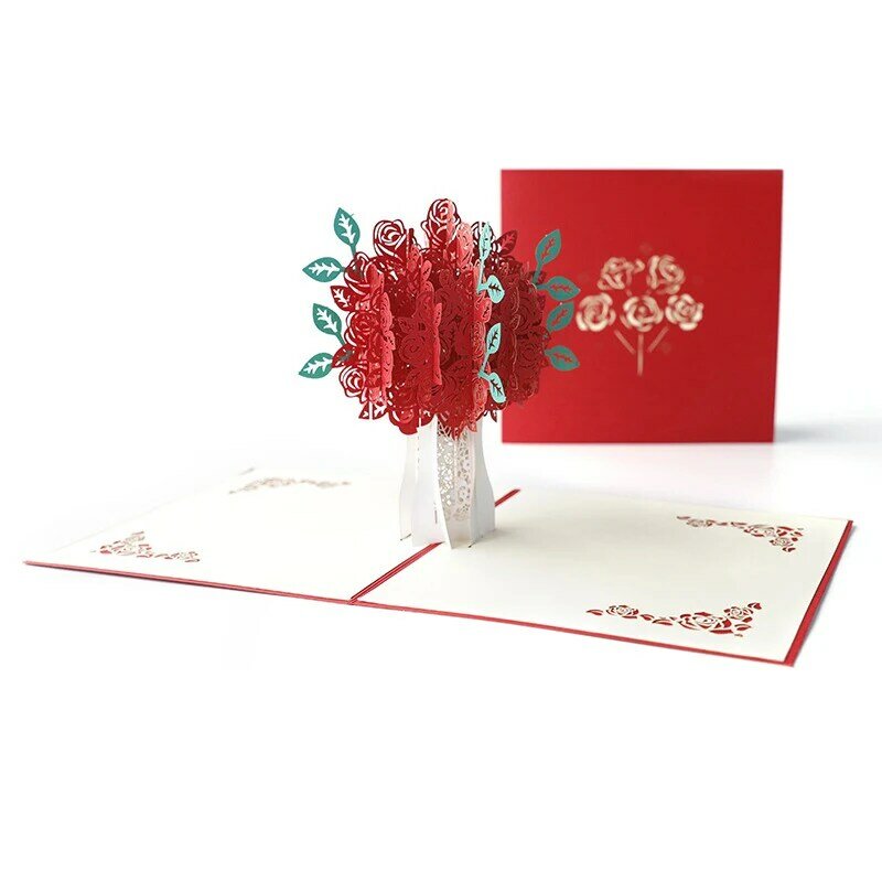 Carte postale de voeux stéréoscopique 3D Pop-Up pour couples, enveloppe d'amour, poubelle, Saint Valentin, anniversaire, carte de vministériels x des travailleurs