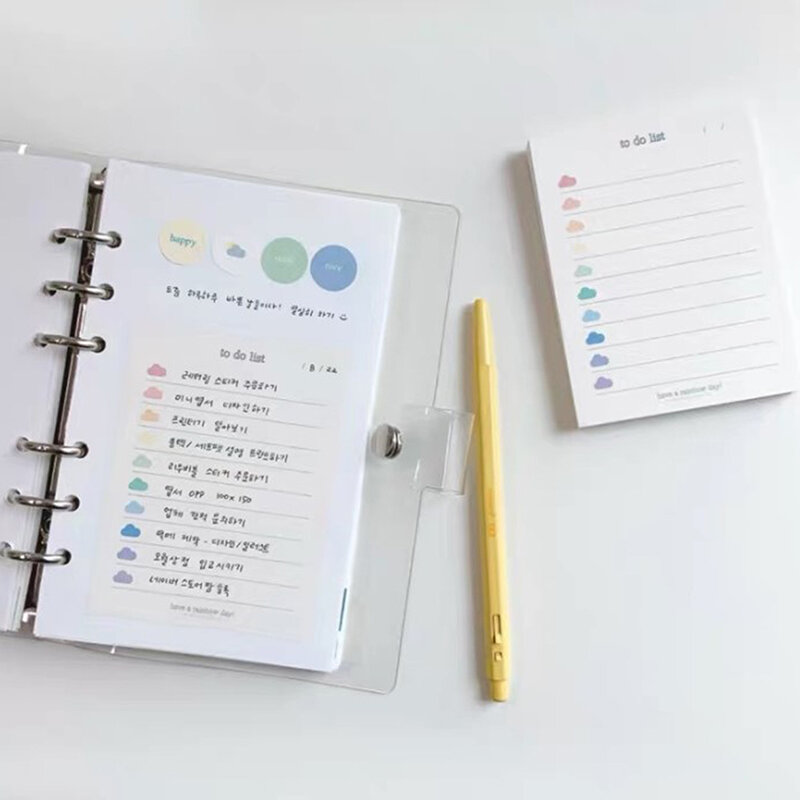 Planejador bonito lista de afazerde nuvens coloridas, papelaria coreana, papel de nota longo estilo, bloco de memorandos do aluno, material escolar, 50 folhas