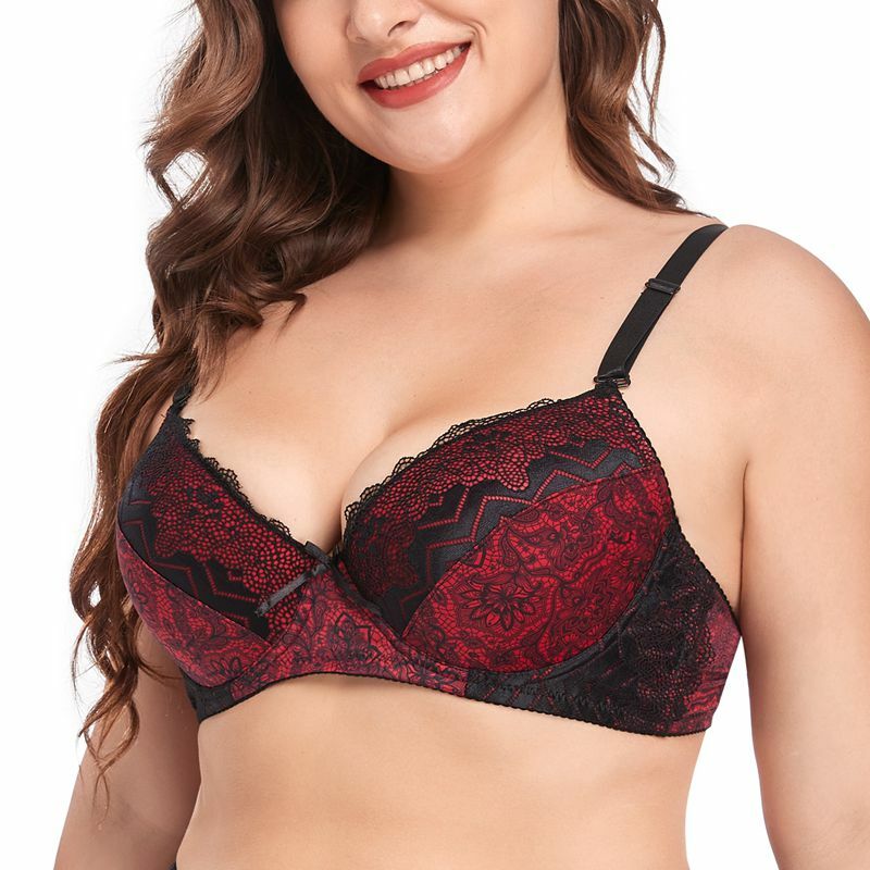 Beauwear 85D-110D plus size women 2 hook and eyes elastic underwear female sexy push up bras with light pad